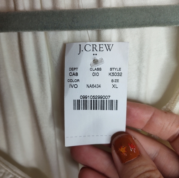 J. Crew Classic Ruffle Hem Side Tye Long Sleeve Blouse XL Ivory NWT - Picture 7 of 7
